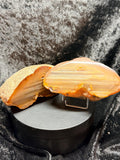 Polished Brazilian water level agate with crystal pocket