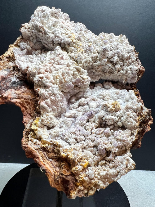 Araganite on Stalactite with purple Fluorite