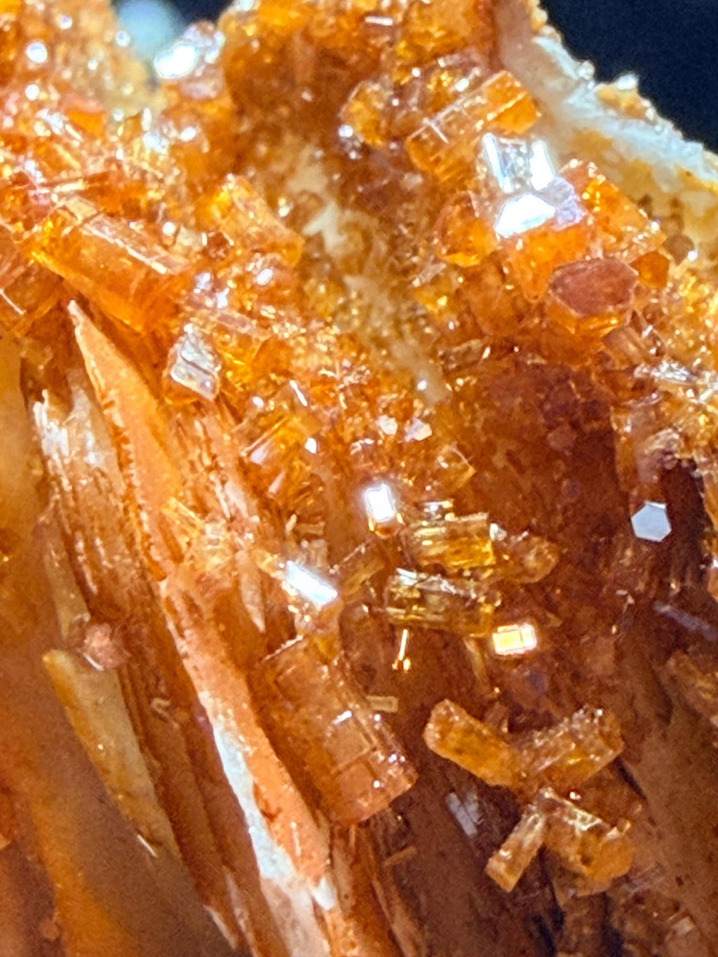 Vanadinite on Barite from Morocco