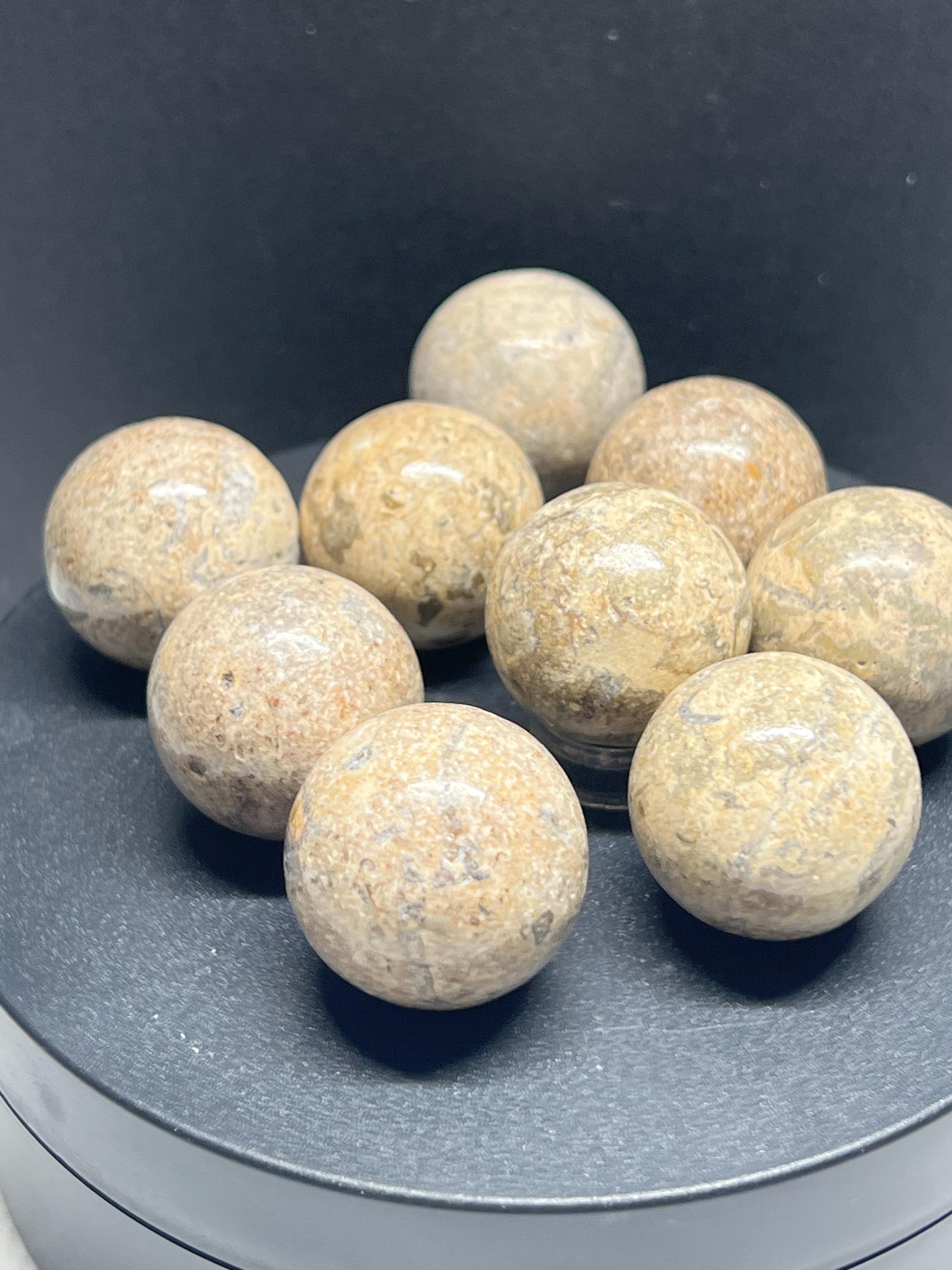 9 Fossil stone mini spheres