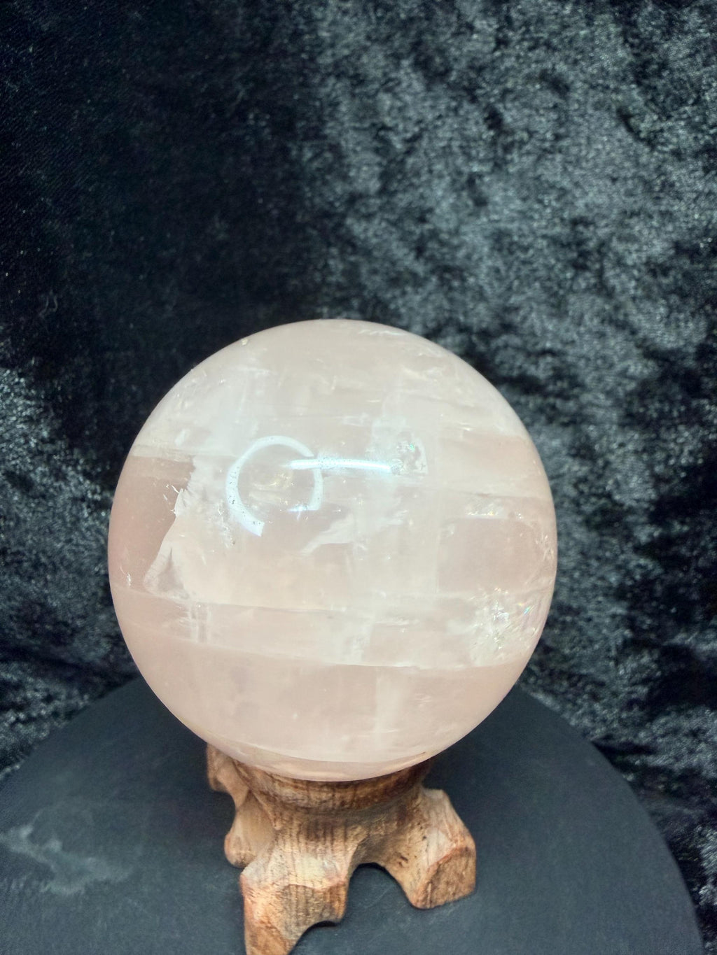 Stunning Rose Quartz Sphere with Vibrant Rainbow Flashes