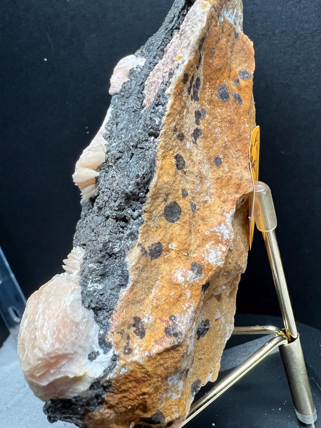 Pink Barite on Galena