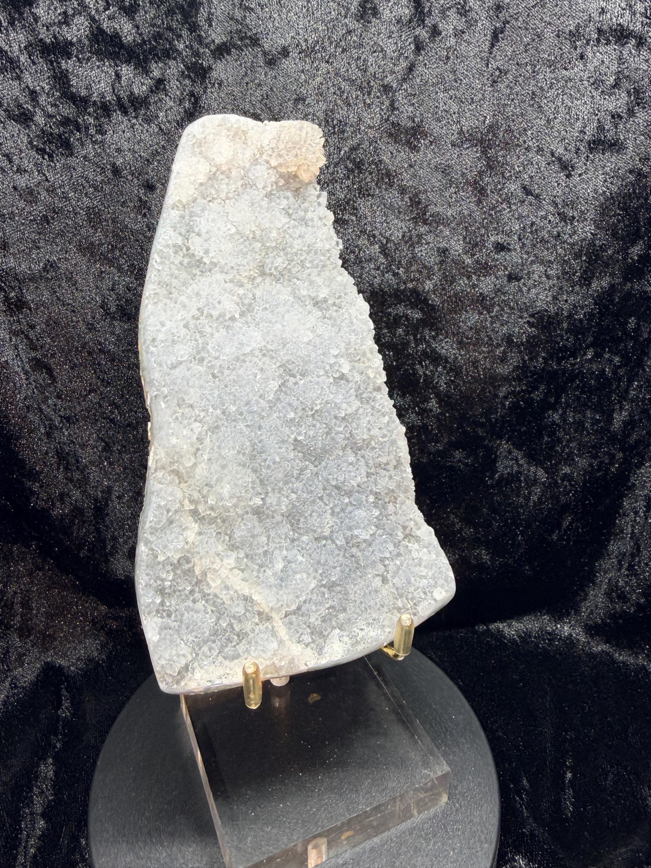 Polished Lavender Chalcedony Crystal Druze Plate