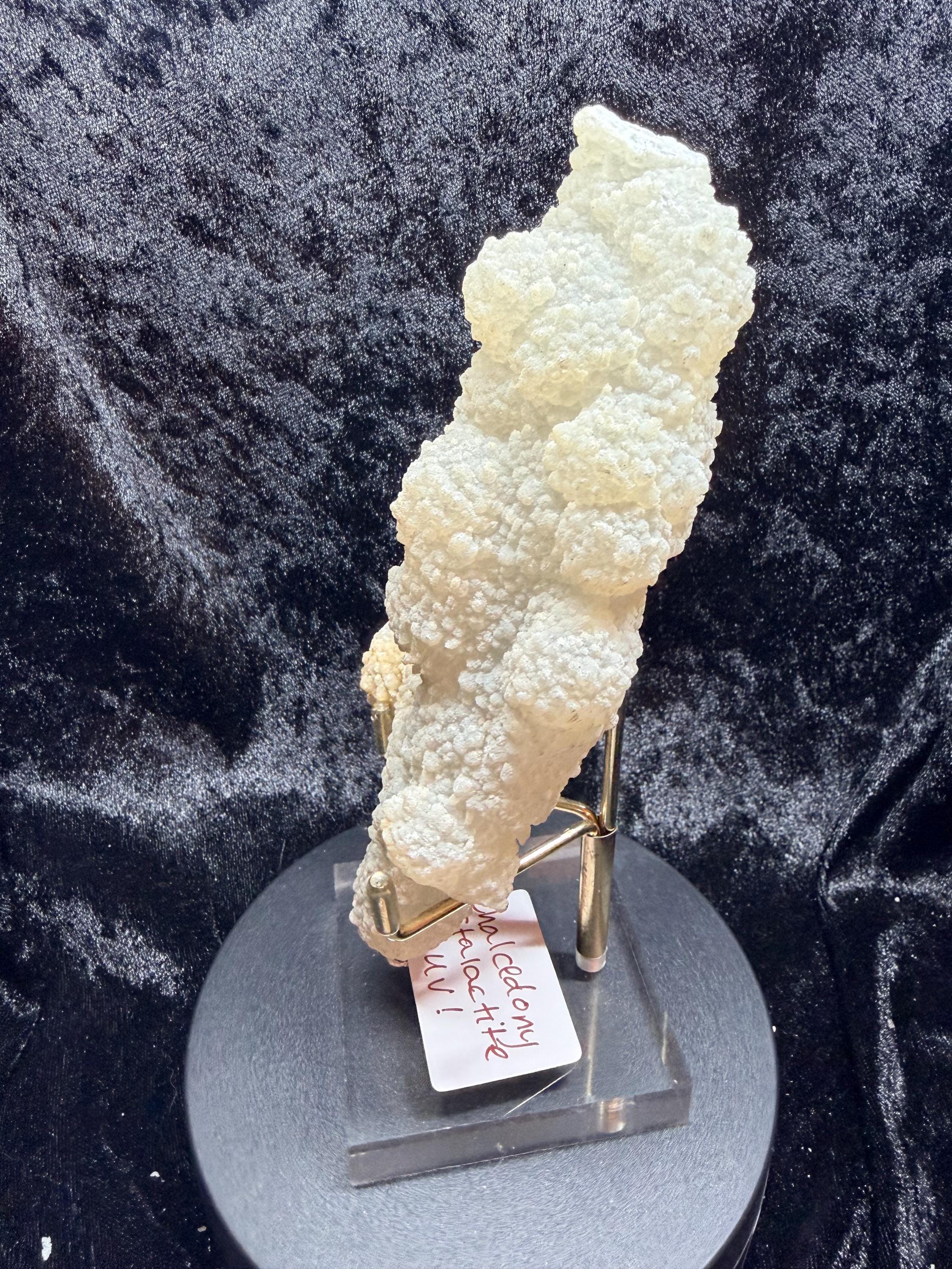 Chalcedony Coral Stalactite: Druzy UV Reactive Crystal