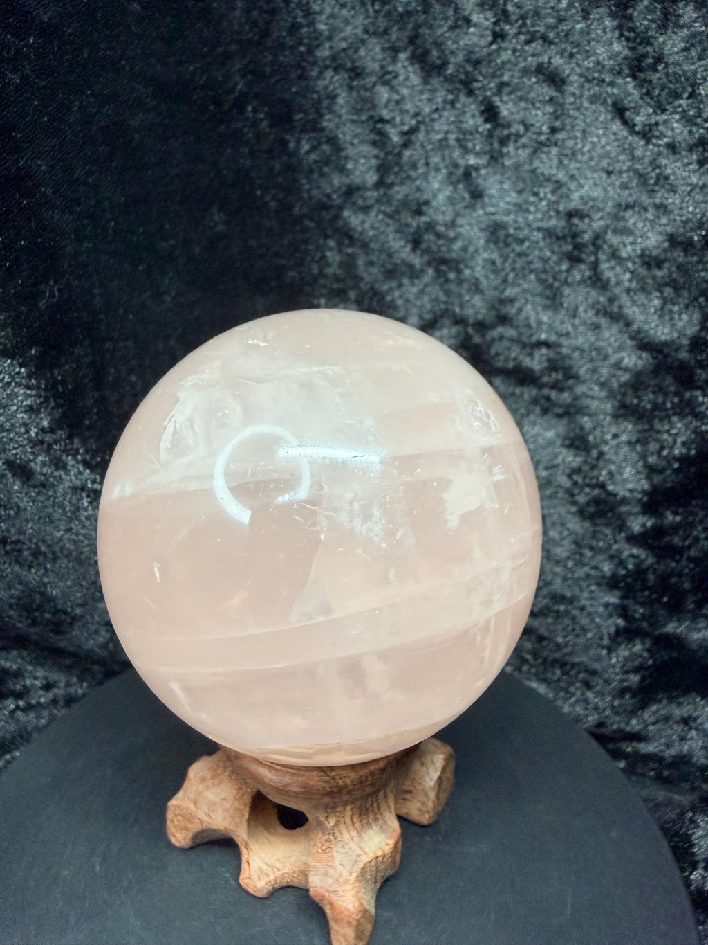 Stunning Rose Quartz Sphere with Vibrant Rainbow Flashes