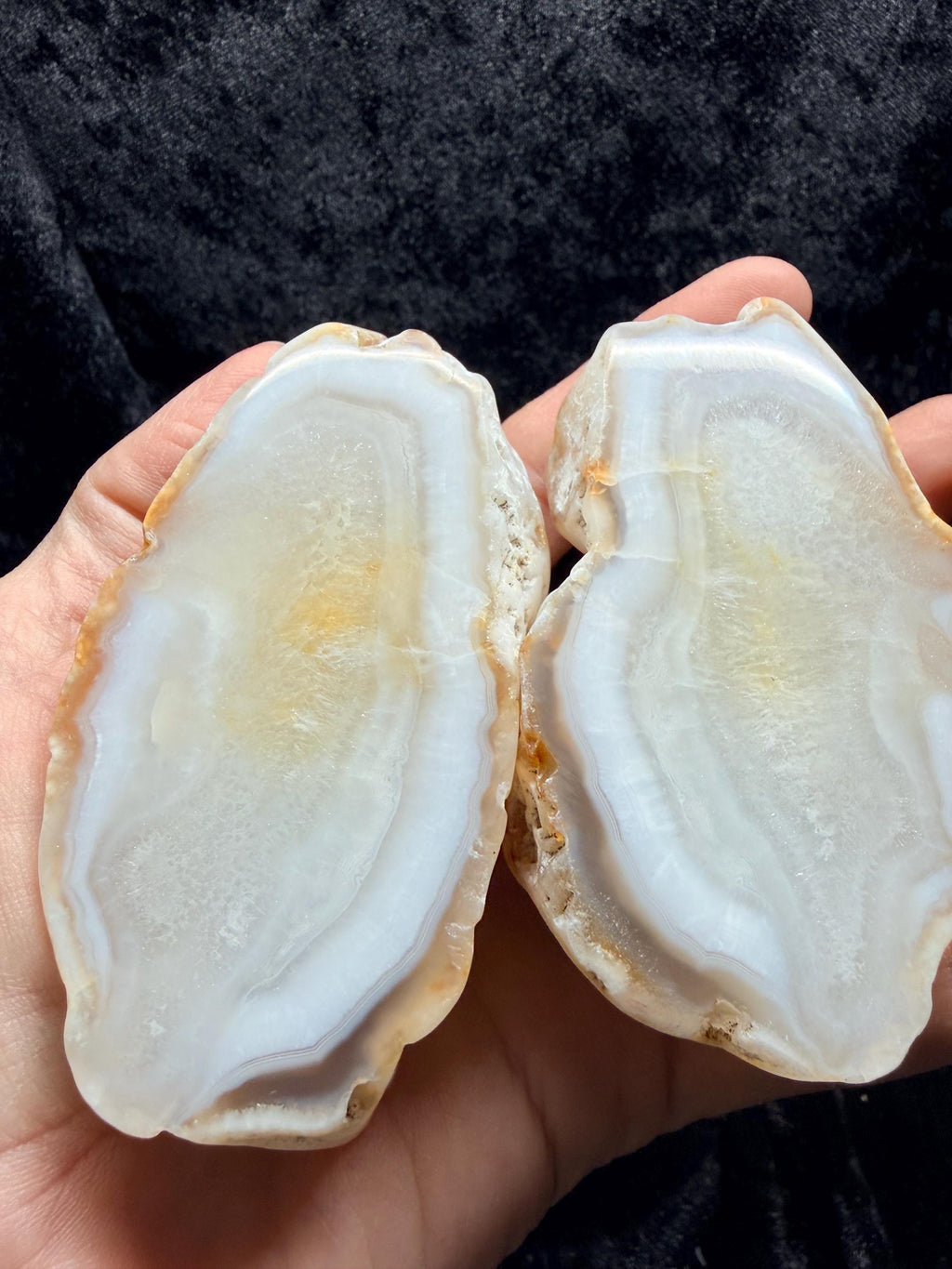 Polished White Agate, matching halves