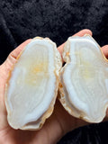 Polished White Agate, matching halves