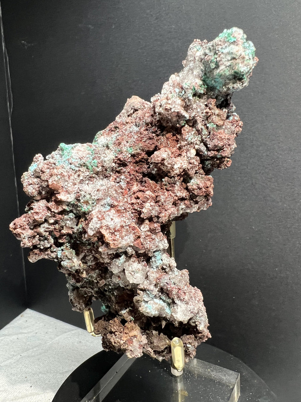 Aurichalcite with calcite and chrysacolla from Mexico.