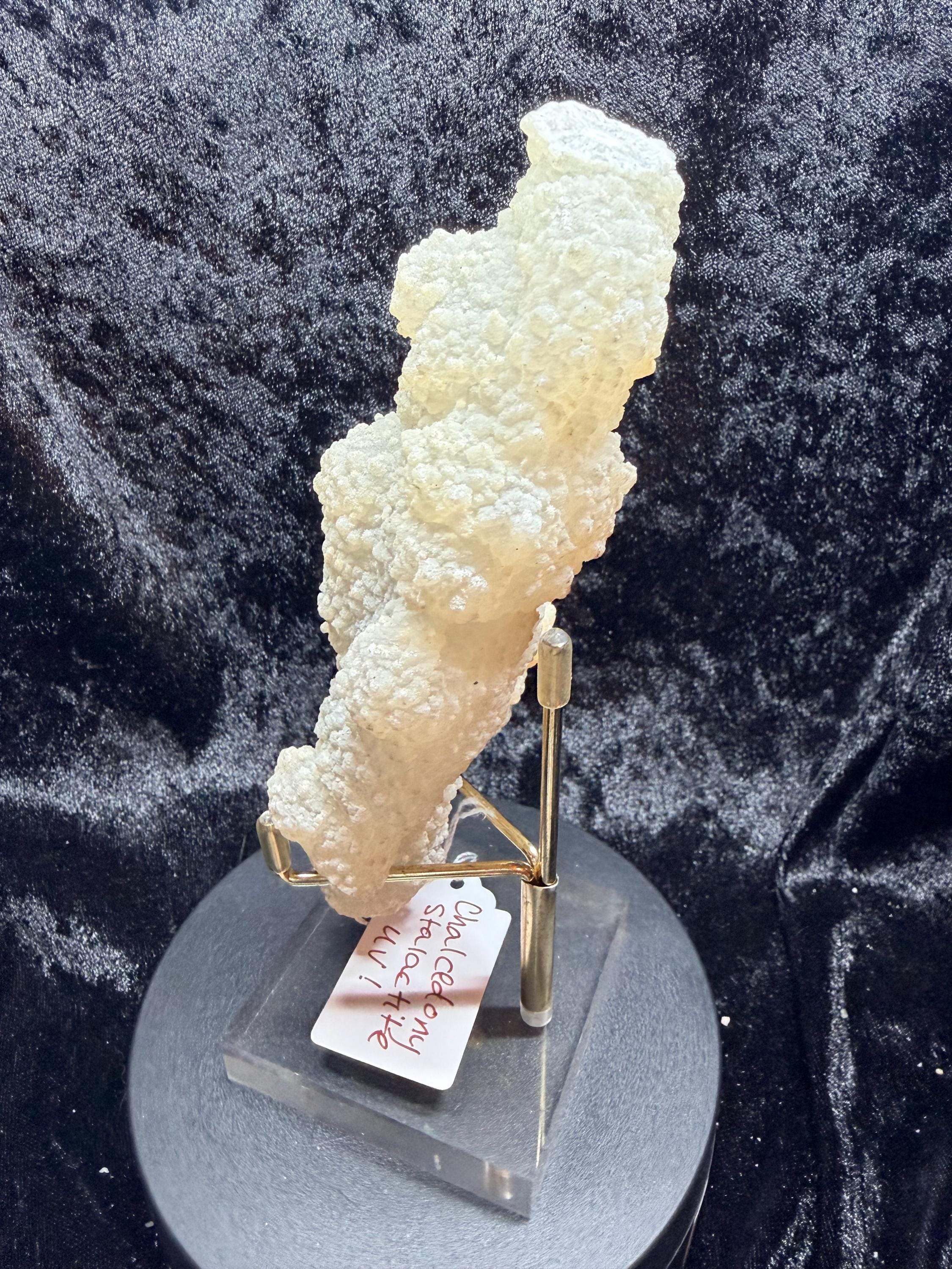 Chalcedony Coral Stalactite: Druzy UV Reactive Crystal