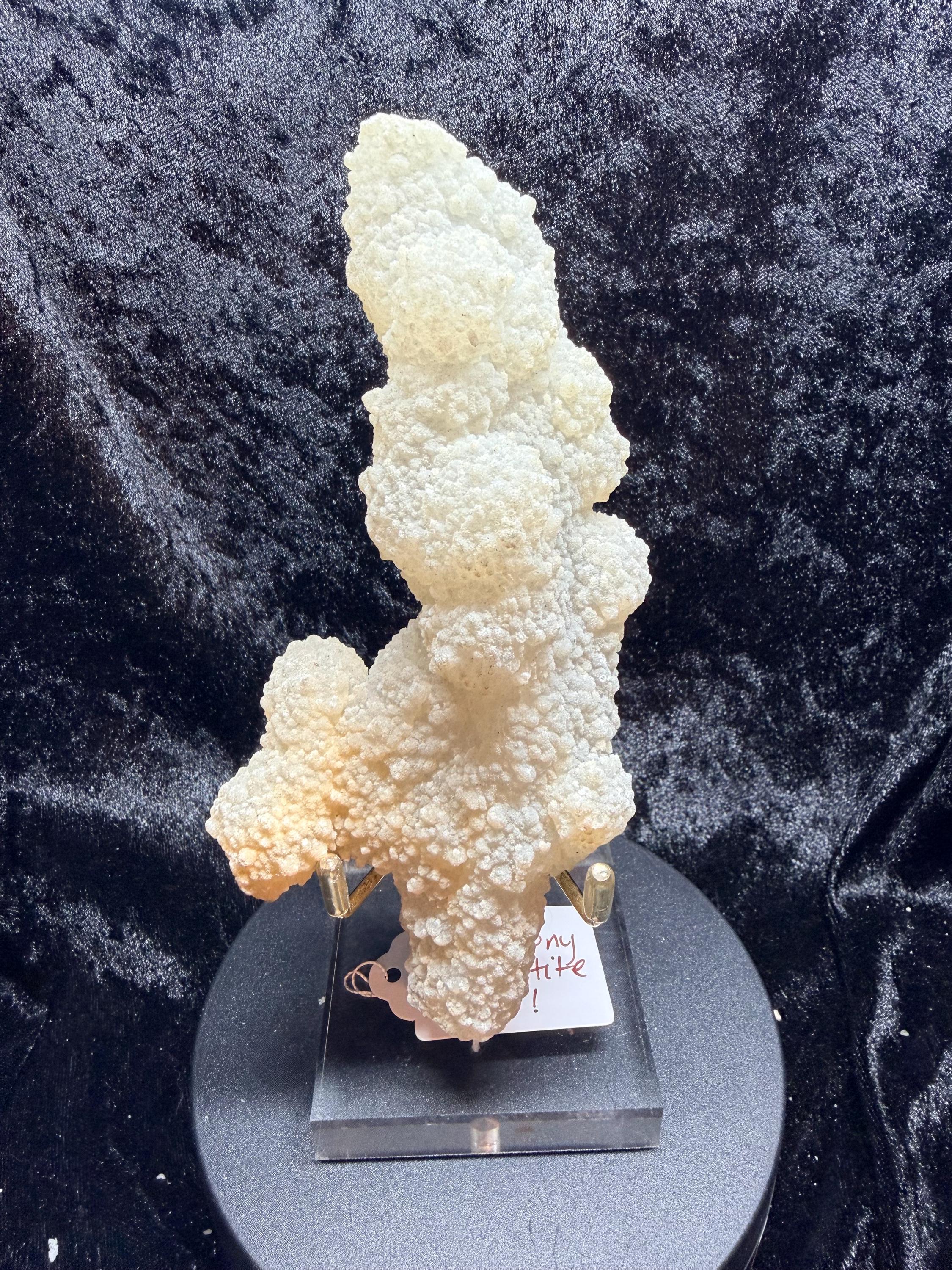 Chalcedony Coral Stalactite: Druzy UV Reactive Crystal