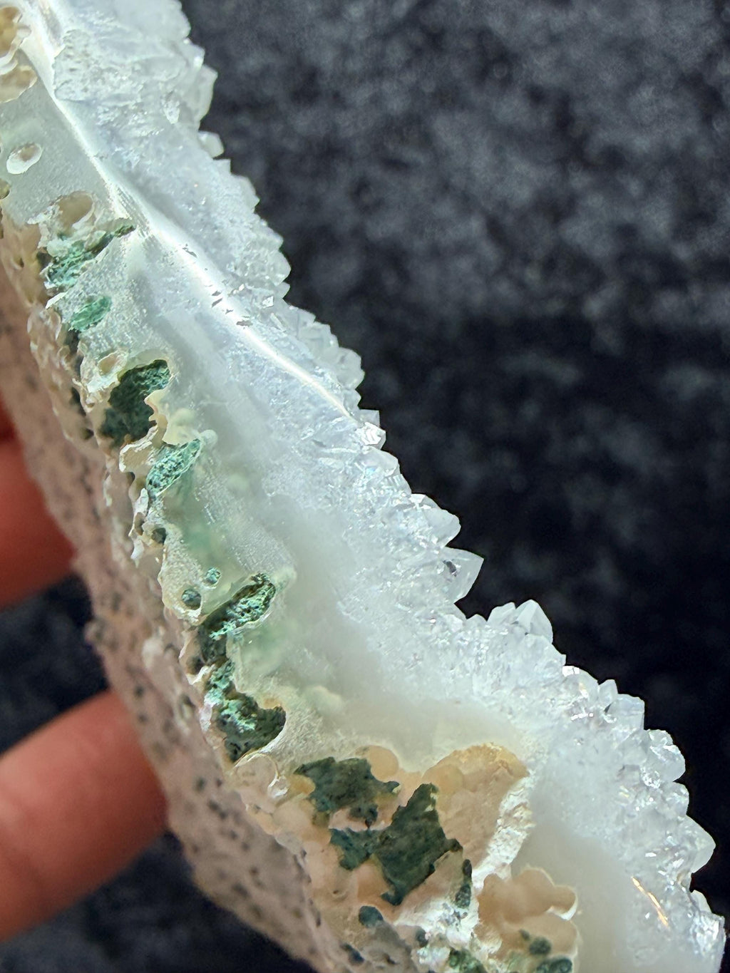 Polished Lavender Chalcedony Crystal Druze Plate