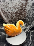 Carved swan, banded onyx/calcite